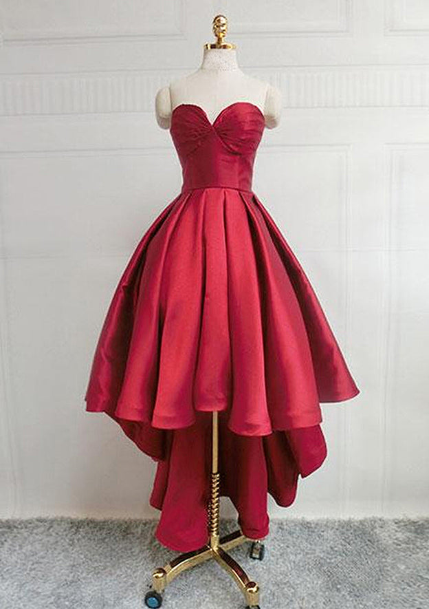 A-Line Sweetheart Sleeveless Satin Asymmetrical Homecoming Dress