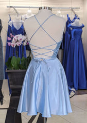 A-Line V-Neck Charmeuse Homecoming Dress with Pleats