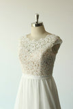 Elegant A-line White Chiffon Wedding Dress Sleeveless Appliques Bridal Gowns On Sale