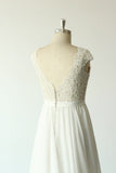 Elegant A-line White Chiffon Wedding Dress Sleeveless Appliques Bridal Gowns On Sale