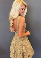 A-Line/Princess Sweetheart Knee-Length Lace Cocktail Dress with Beaded Detail