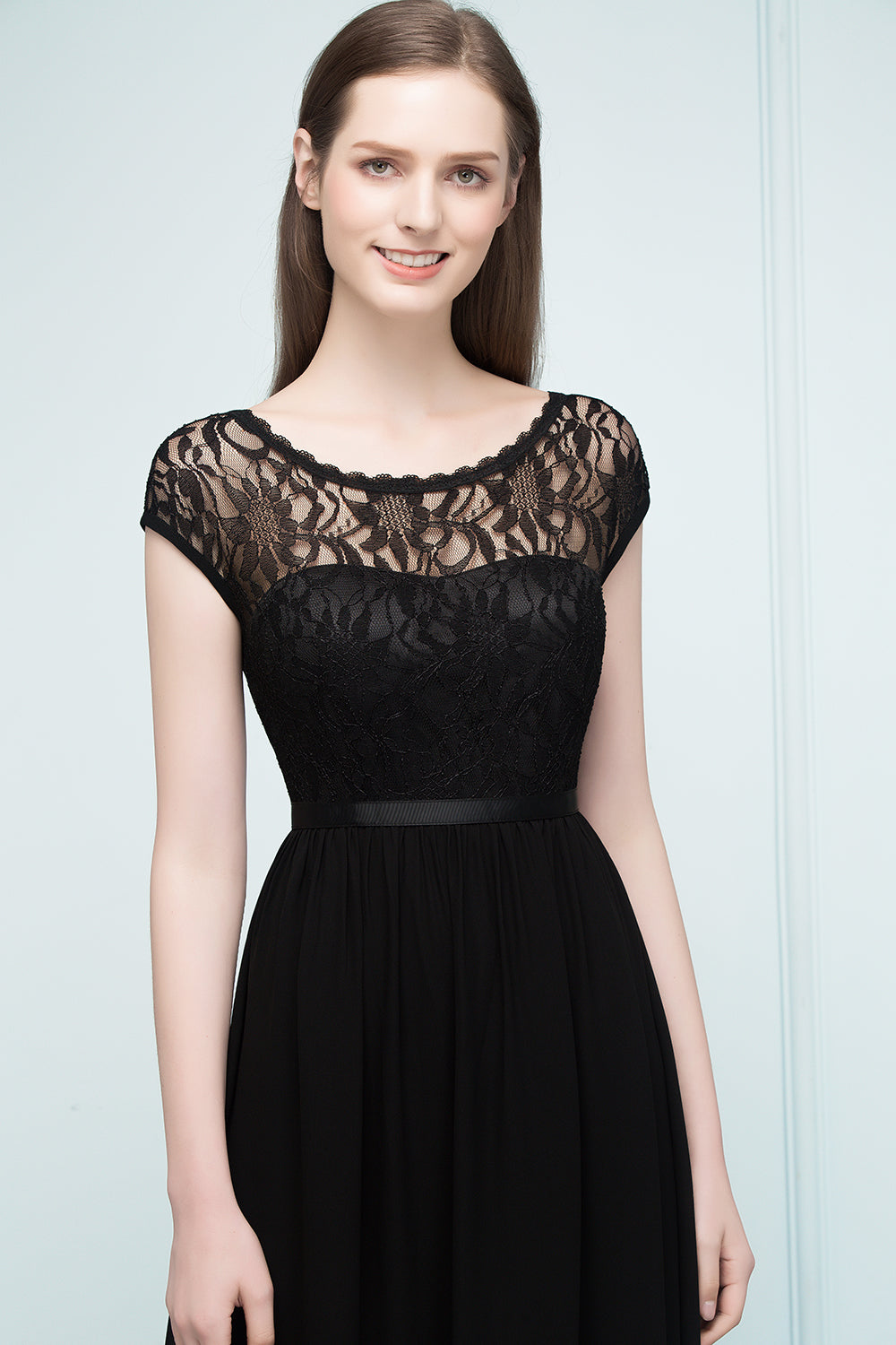 Elegant Black Jewel Sleeveless Lace Junior Bridesmaid Dress Affordable