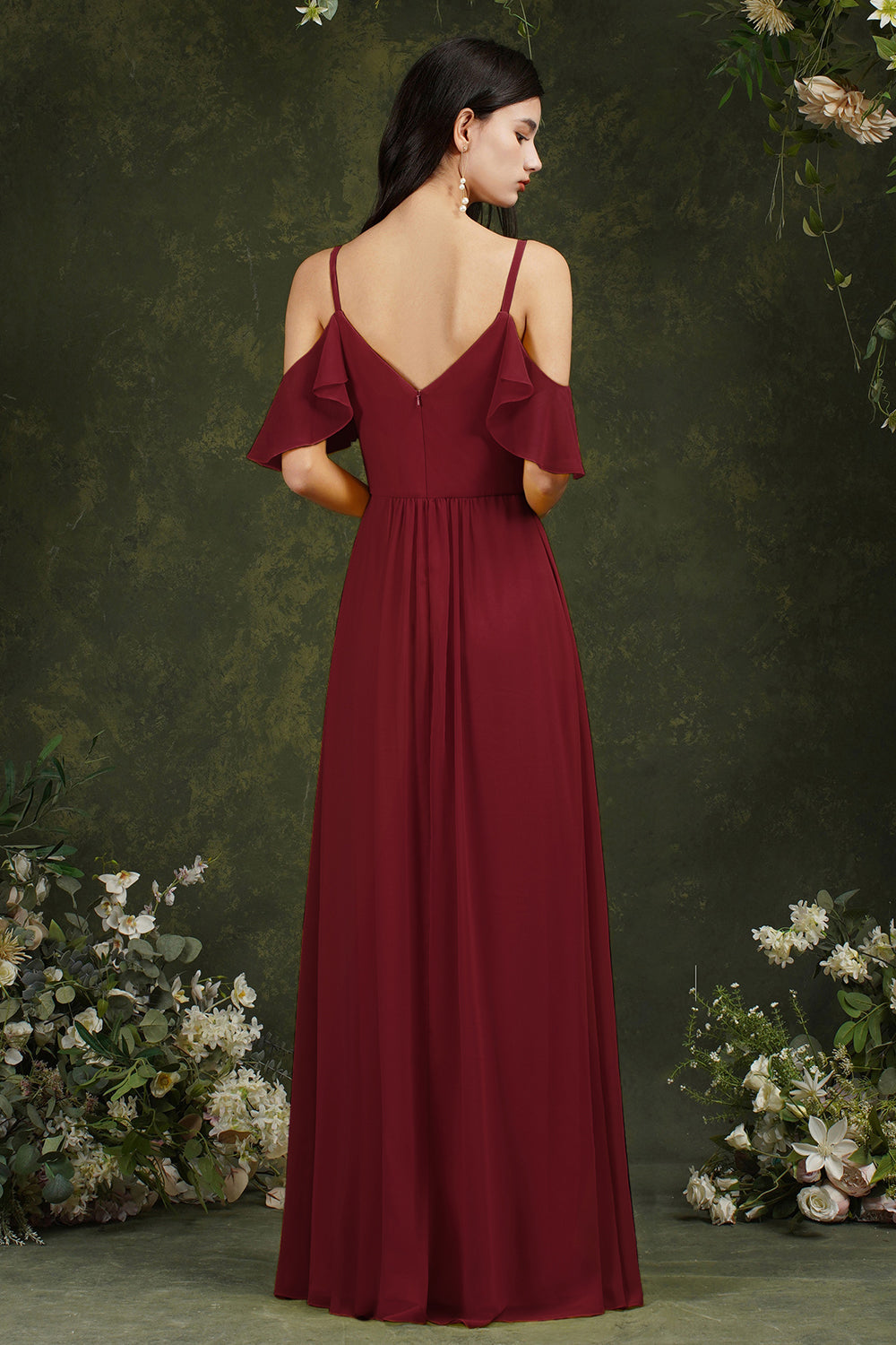 Elegant Chiffon Bridesmaid Dress Ruffles With Pockets