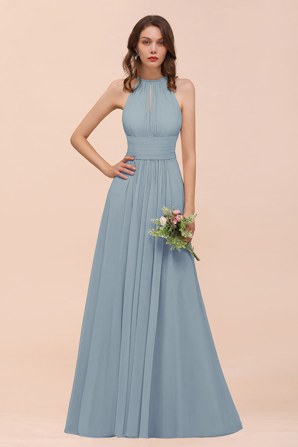 Elegant Chiffon Jewel Ruffle Champagne Affordable Bridesmaid Dresses Newinlook Elegant Chiffon Jewel Ruffle Champagne Affordable Bridesmaid Dresses Newinlook