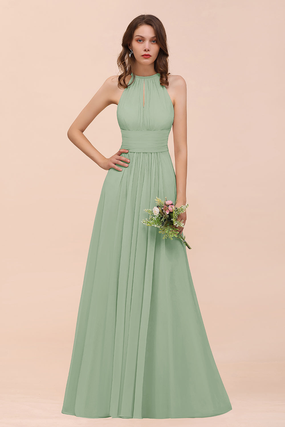 Elegant Chiffon Jewel Ruffle Champagne Affordable Bridesmaid Dresses Newinlook Elegant Chiffon Jewel Ruffle Champagne Affordable Bridesmaid Dresses Newinlook