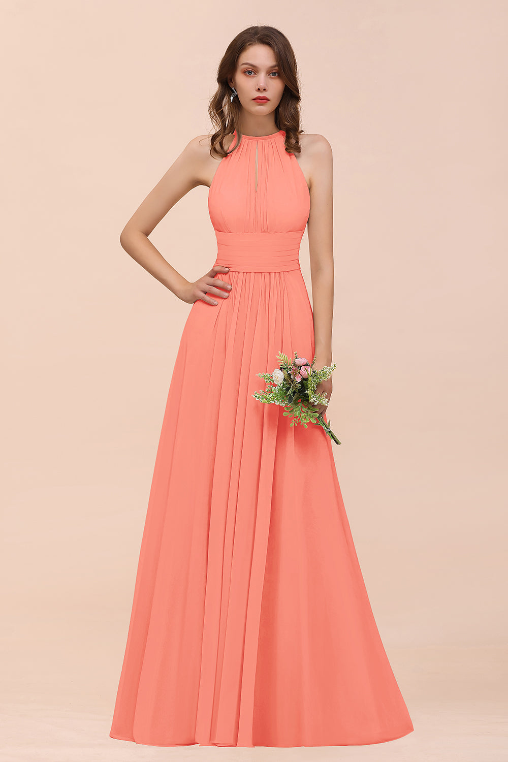 Elegant Chiffon Jewel Ruffle Champagne Affordable Bridesmaid Dresses – Newinlook Elegant Chiffon Jewel Ruffle Champagne Affordable Bridesmaid Dresses – Newinlook