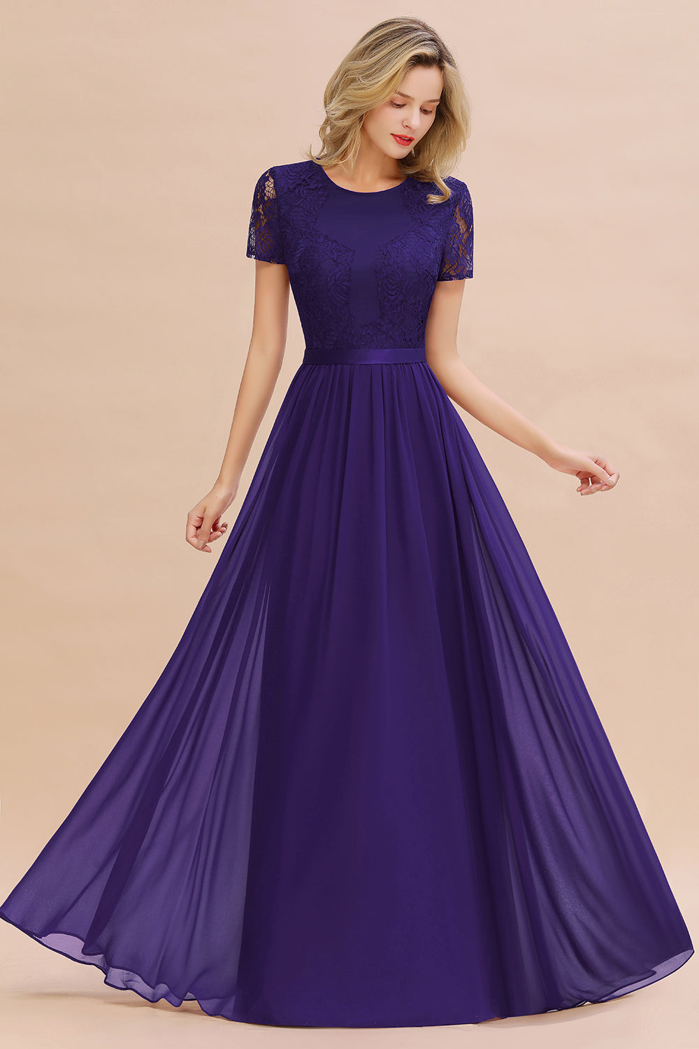 Elegant Chiffon Lace Jewel Short-Sleeves Affordable Bridesmaid Dresses Newinlook Elegant Chiffon Lace Jewel Short-Sleeves Affordable Bridesmaid Dresses Newinlook