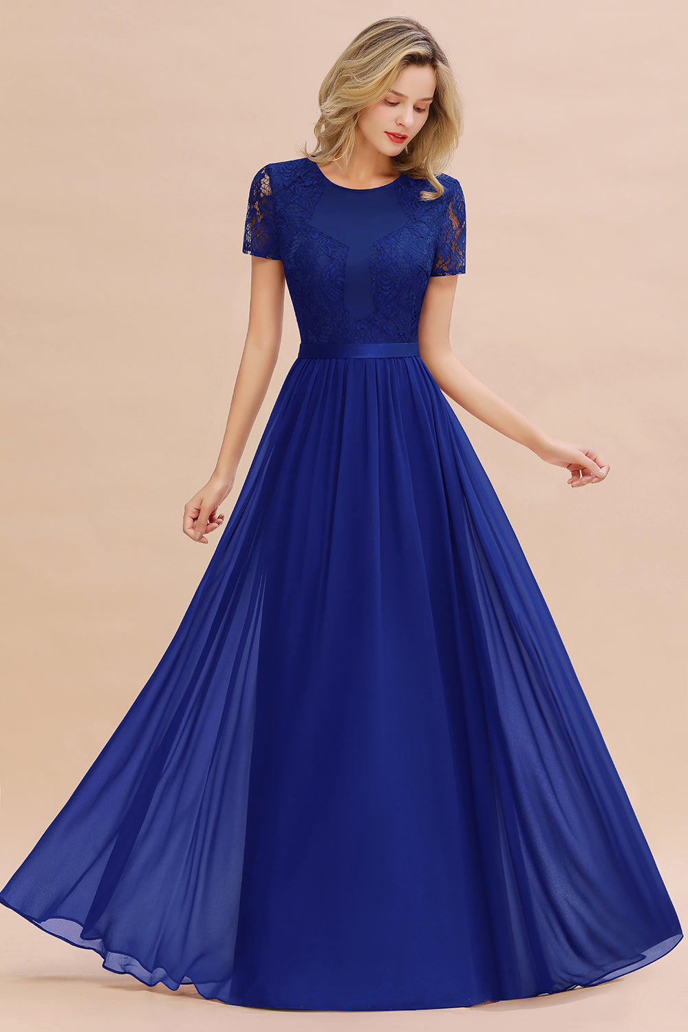 Elegant Chiffon Lace Jewel Short-Sleeves Affordable Bridesmaid Dresses Newinlook Elegant Chiffon Lace Jewel Short-Sleeves Affordable Bridesmaid Dresses Newinlook