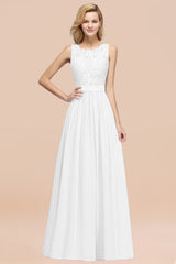 Elegant Chiffon Lace Scalloped Sleeveless Ruffle Bridesmaid Dresses