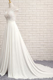 Elegant Chiffon Sleeveless Appliques Wedding Dress A-line Jewel White Bridal Gowns On Sale