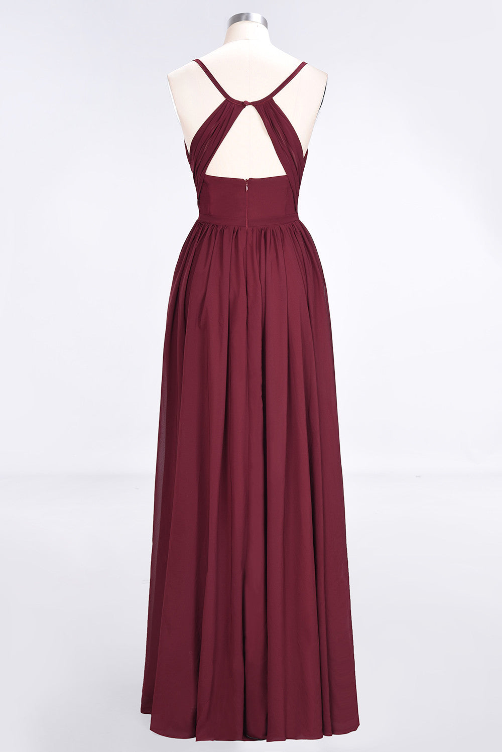 Elegant Chiffon V-Neck Burgundy Bridesmaid Dresses With Spaghetti-Straps