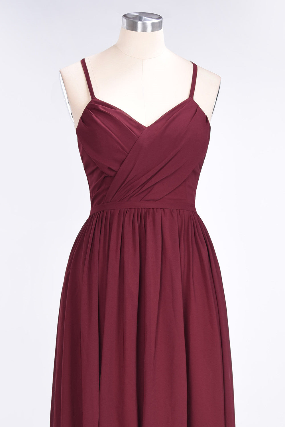 Elegant Chiffon V-Neck Burgundy Bridesmaid Dresses With Spaghetti-Straps