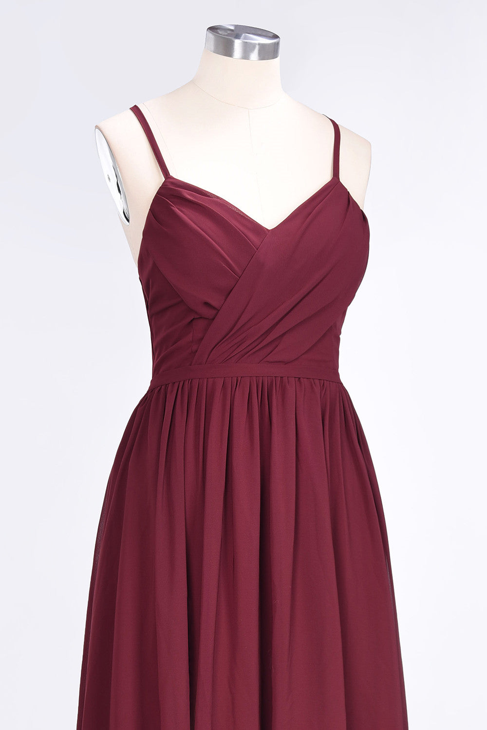 Elegant Chiffon V-Neck Burgundy Bridesmaid Dresses With Spaghetti-Straps