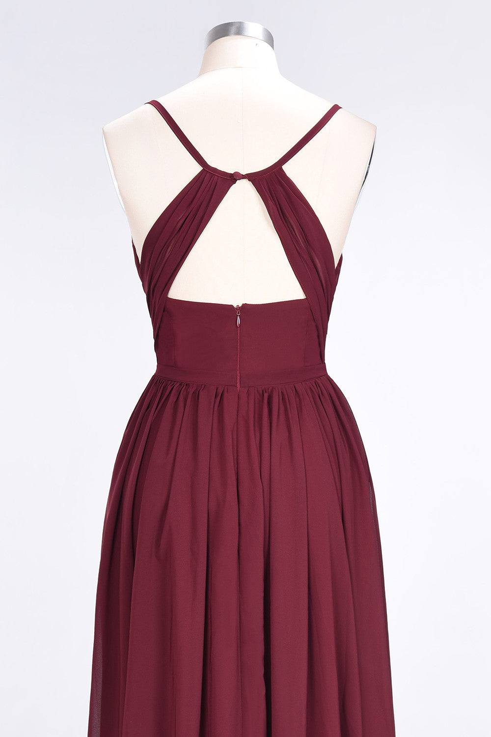 Elegant Chiffon V-Neck Burgundy Bridesmaid Dresses With Spaghetti-Straps
