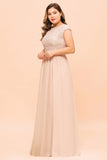 Elegant Jewel Chiffon Lace Affordable Bridesmaid Dresses with Slit
