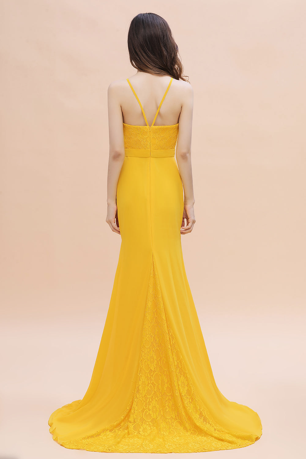 Elegant Jewel Mermaid Chiffon Lace Bridesmaid Dress On Sale