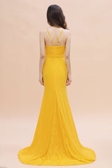 Elegant Jewel Mermaid Chiffon Lace Bridesmaid Dress On Sale
