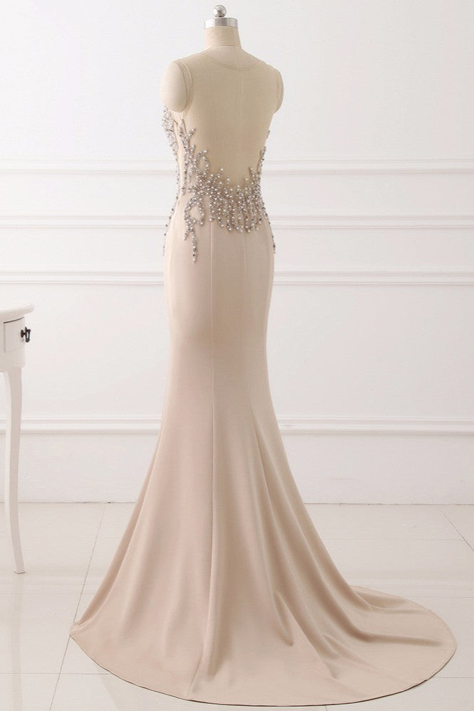 Elegant Jewel Sleeveless Mermaid Prom Dresses with Pearls Online