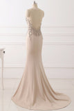 Elegant Jewel Sleeveless Mermaid Prom Dresses with Pearls Online