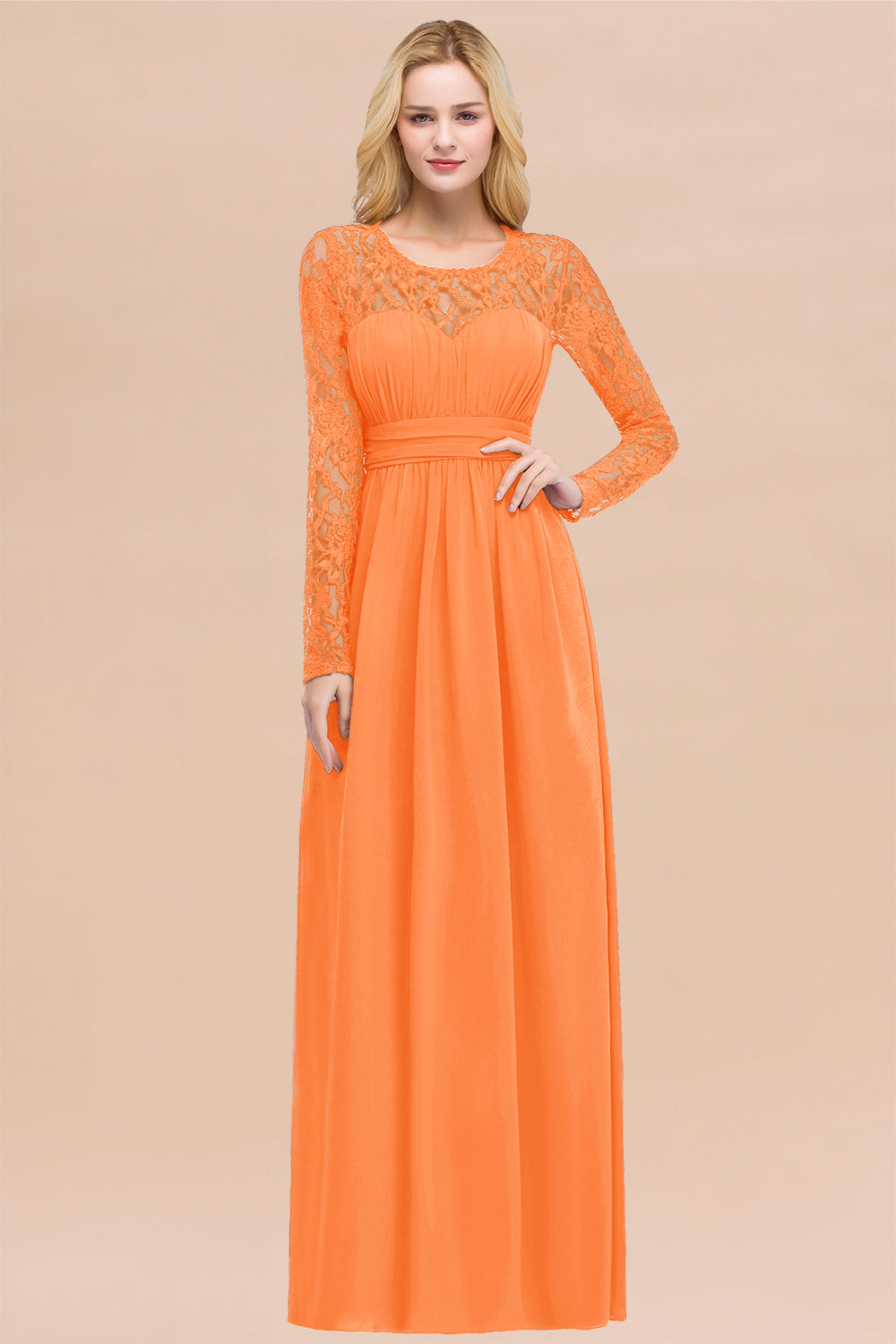 Elegant Lace Burgundy Bridesmaid Dresses Online with Long Sleeves