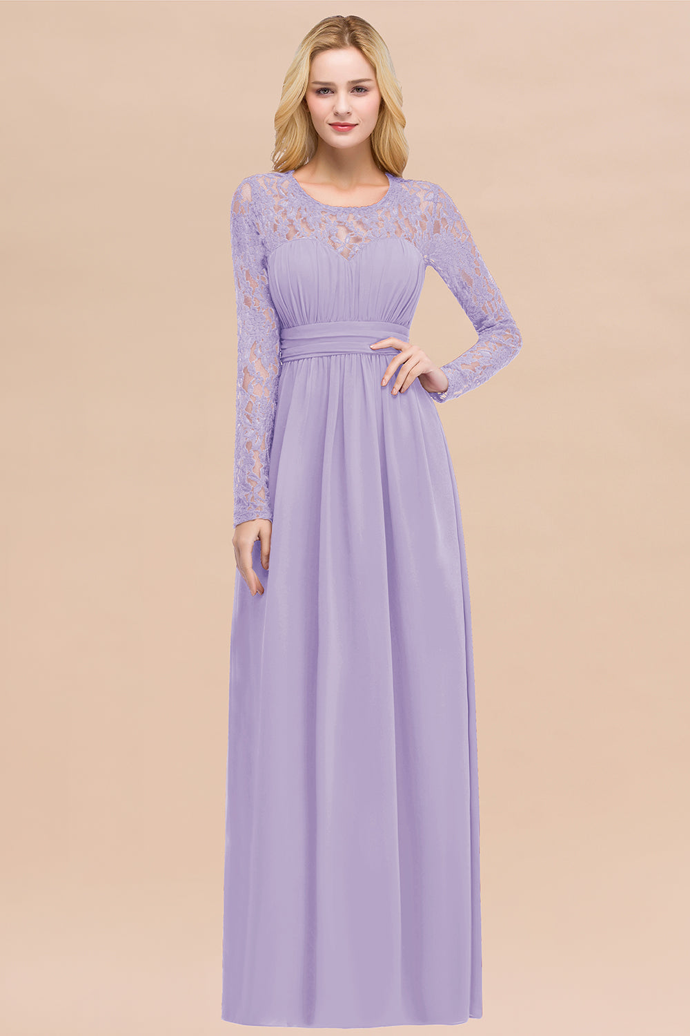 Elegant Lace Burgundy Bridesmaid Dresses Online with Long Sleeves
