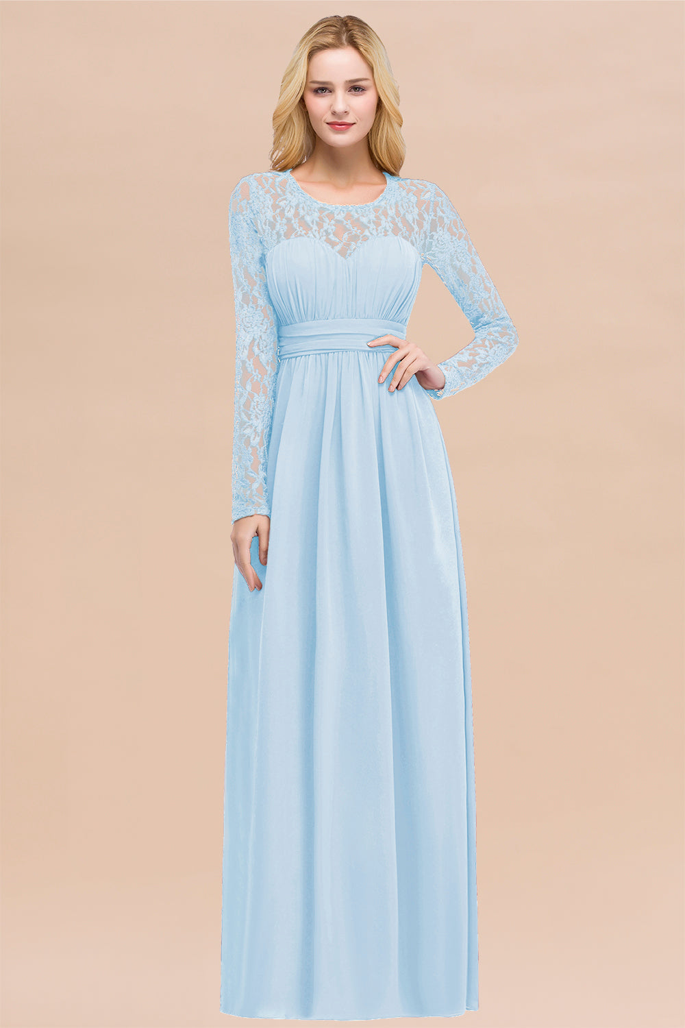Elegant Lace Burgundy Bridesmaid Dresses Online with Long Sleeves