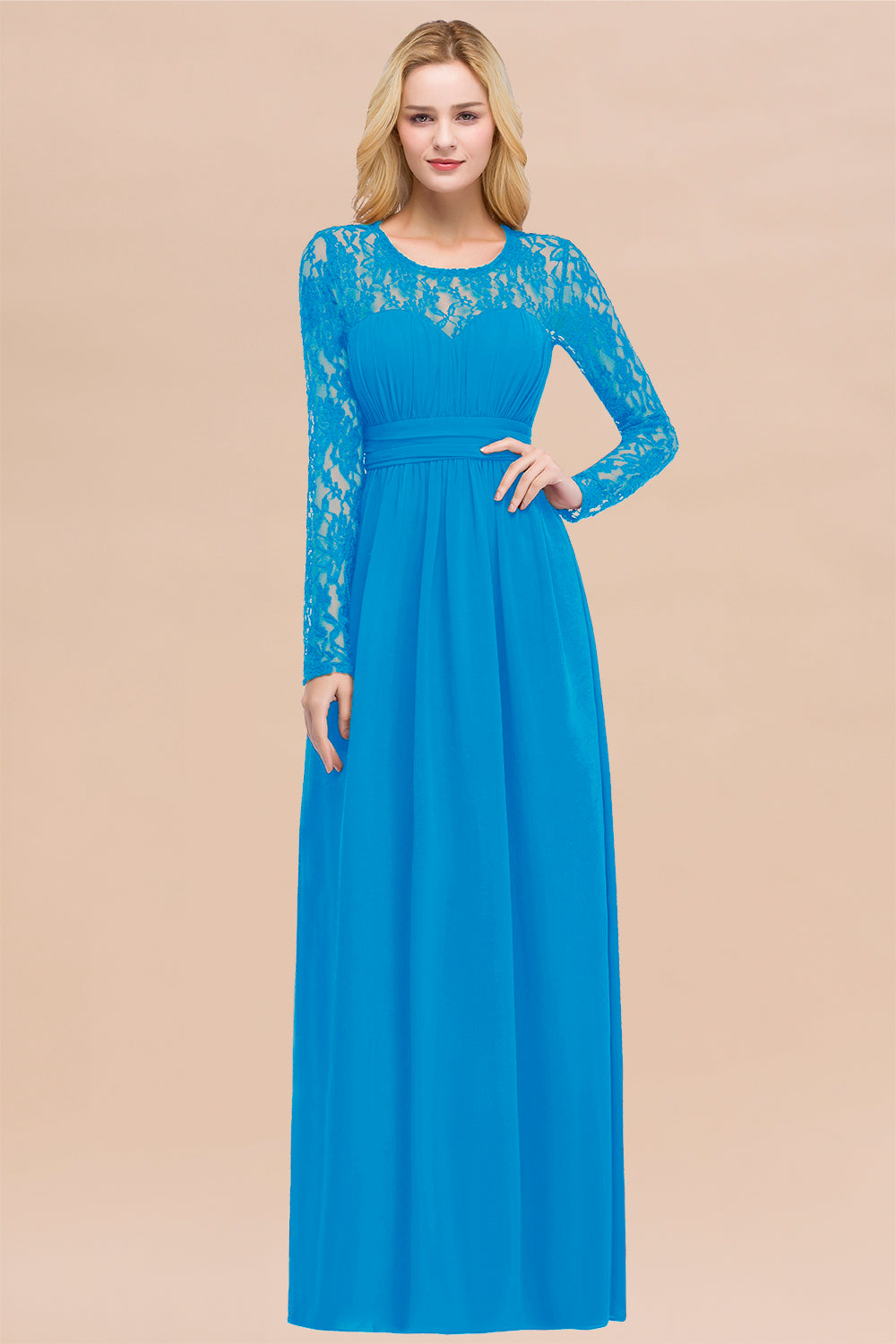 Elegant Lace Burgundy Bridesmaid Dresses Online with Long Sleeves