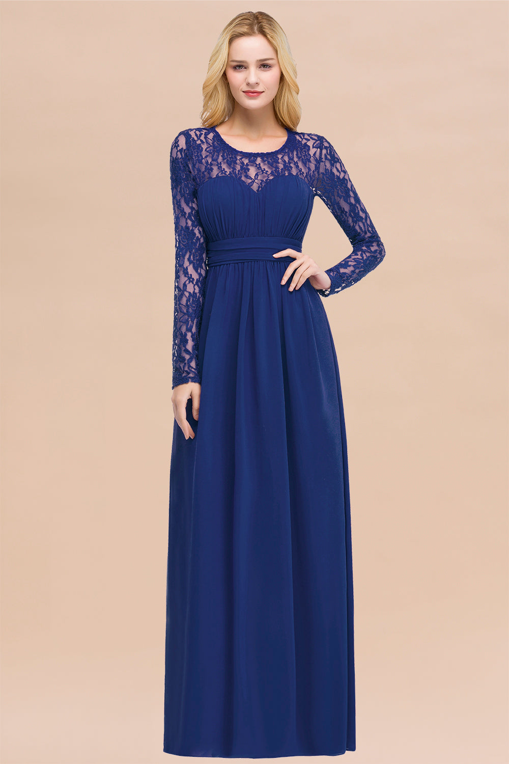 Elegant Lace Burgundy Bridesmaid Dresses Online with Long Sleeves
