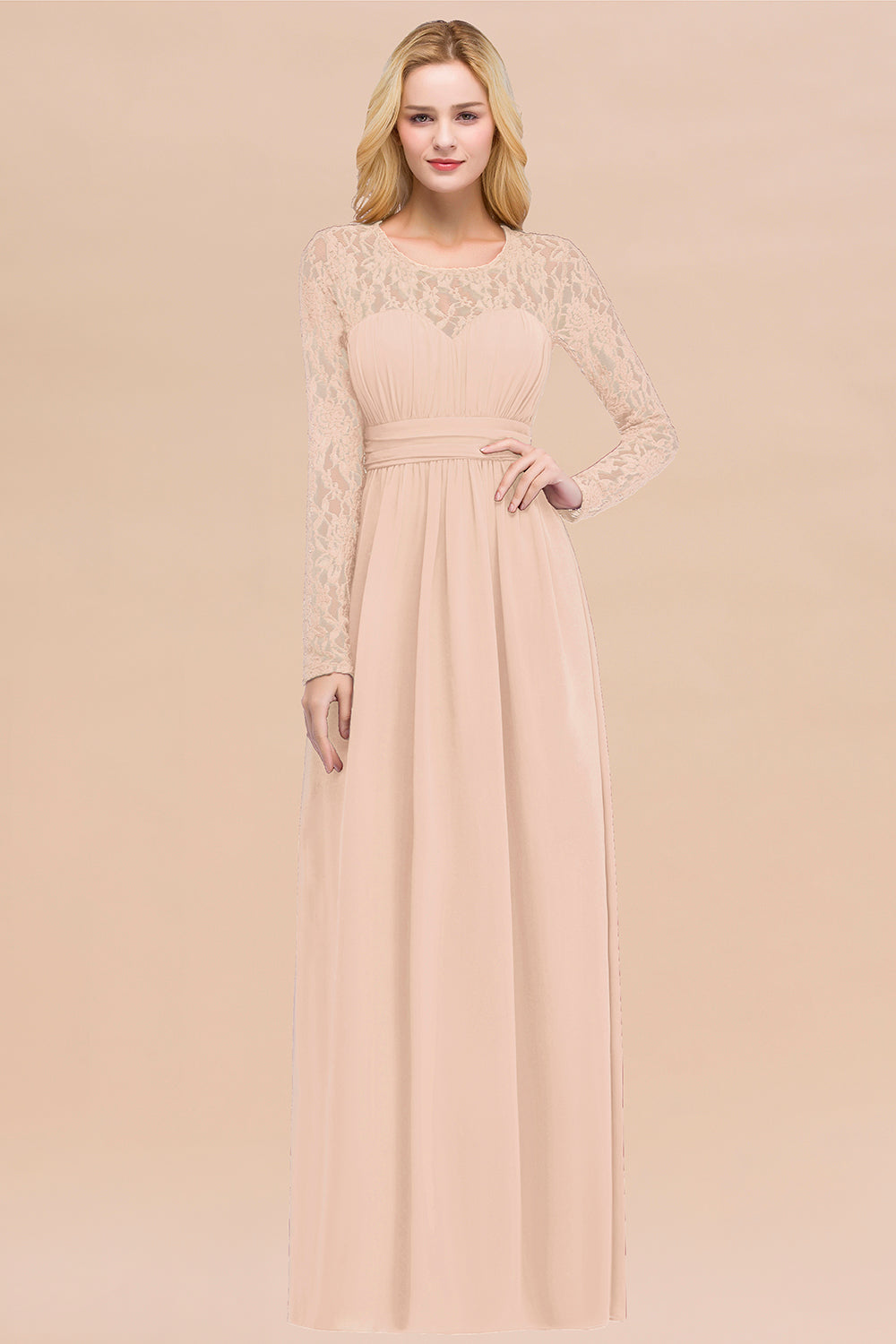 Elegant Lace Burgundy Bridesmaid Dresses Online with Long Sleeves
