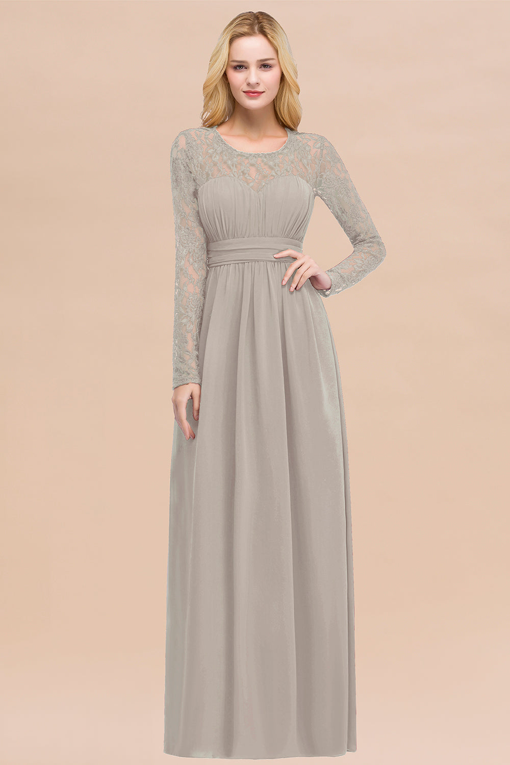 Elegant Lace Burgundy Bridesmaid Dresses Online with Long Sleeves