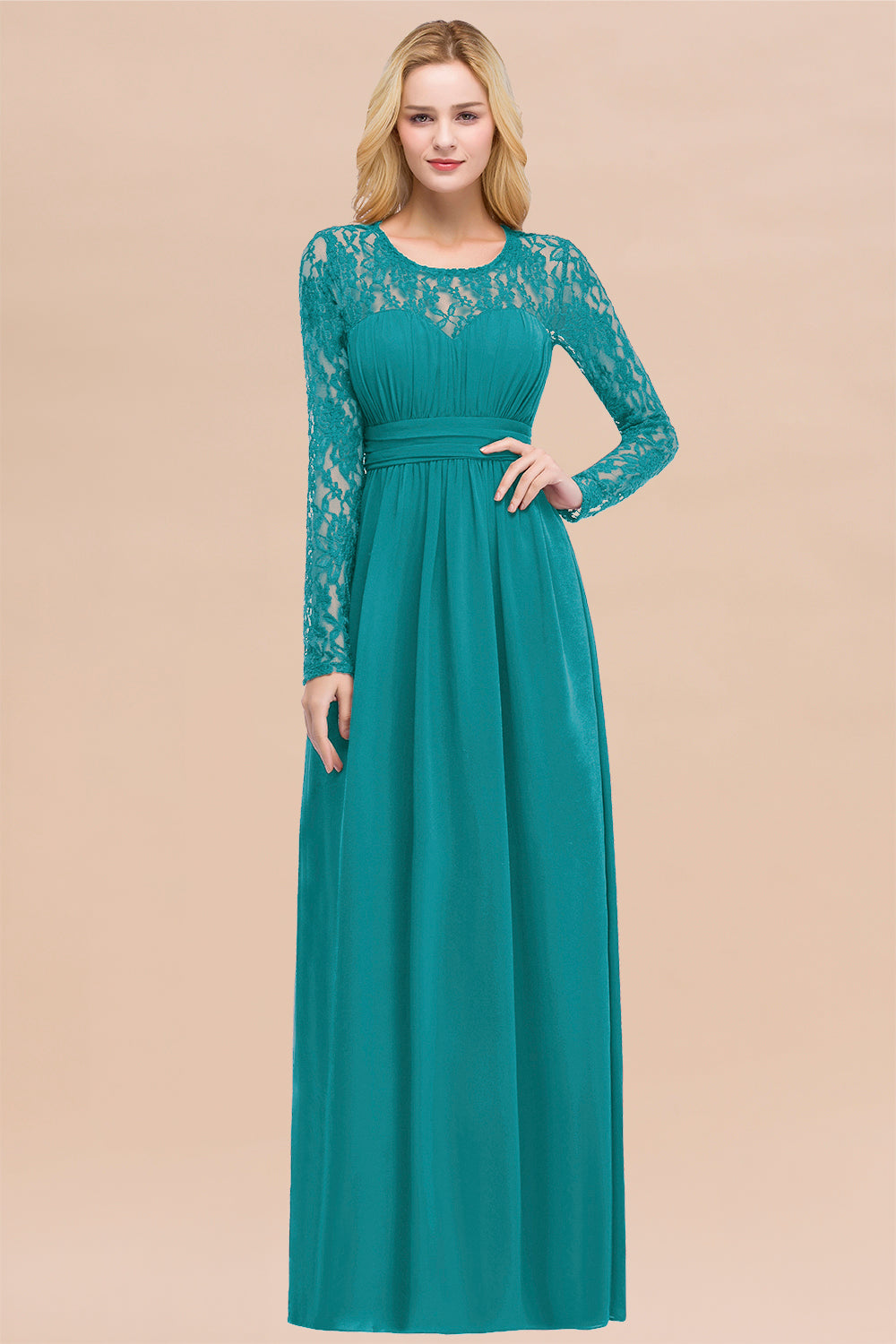 Elegant Lace Burgundy Bridesmaid Dresses Online with Long Sleeves