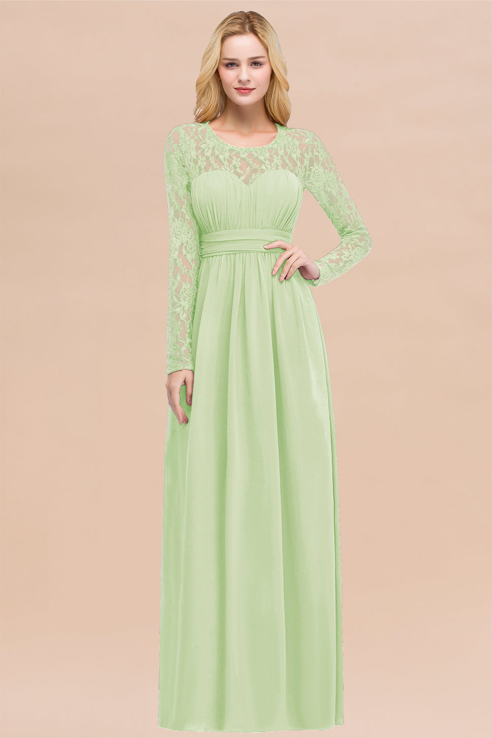 Elegant Lace Burgundy Bridesmaid Dresses Online with Long Sleeves