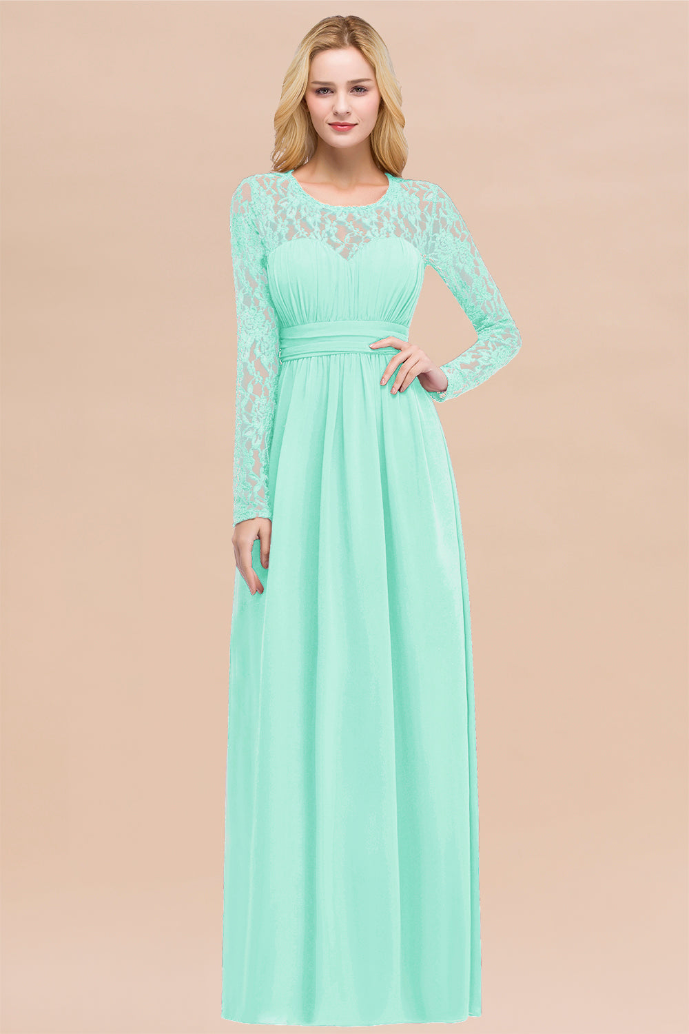 Elegant Lace Burgundy Bridesmaid Dresses Online with Long Sleeves