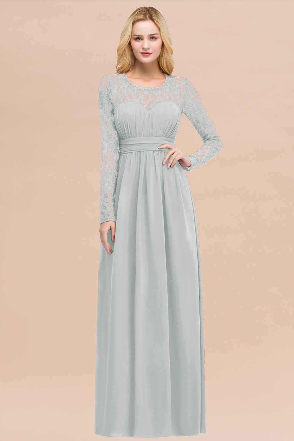 Elegant Lace Burgundy Bridesmaid Dresses Online with Long Sleeves