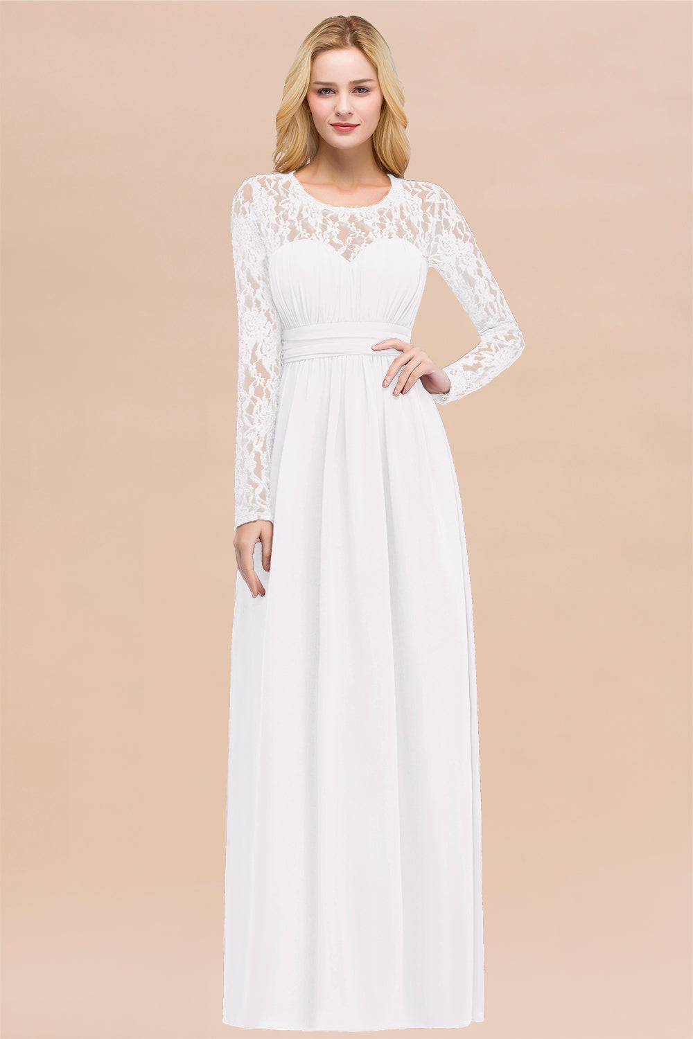 Elegant Lace Burgundy Bridesmaid Dresses Online with Long Sleeves
