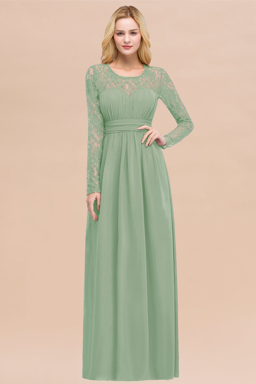 Elegant Lace Burgundy Bridesmaid Dresses Online with Long Sleeves