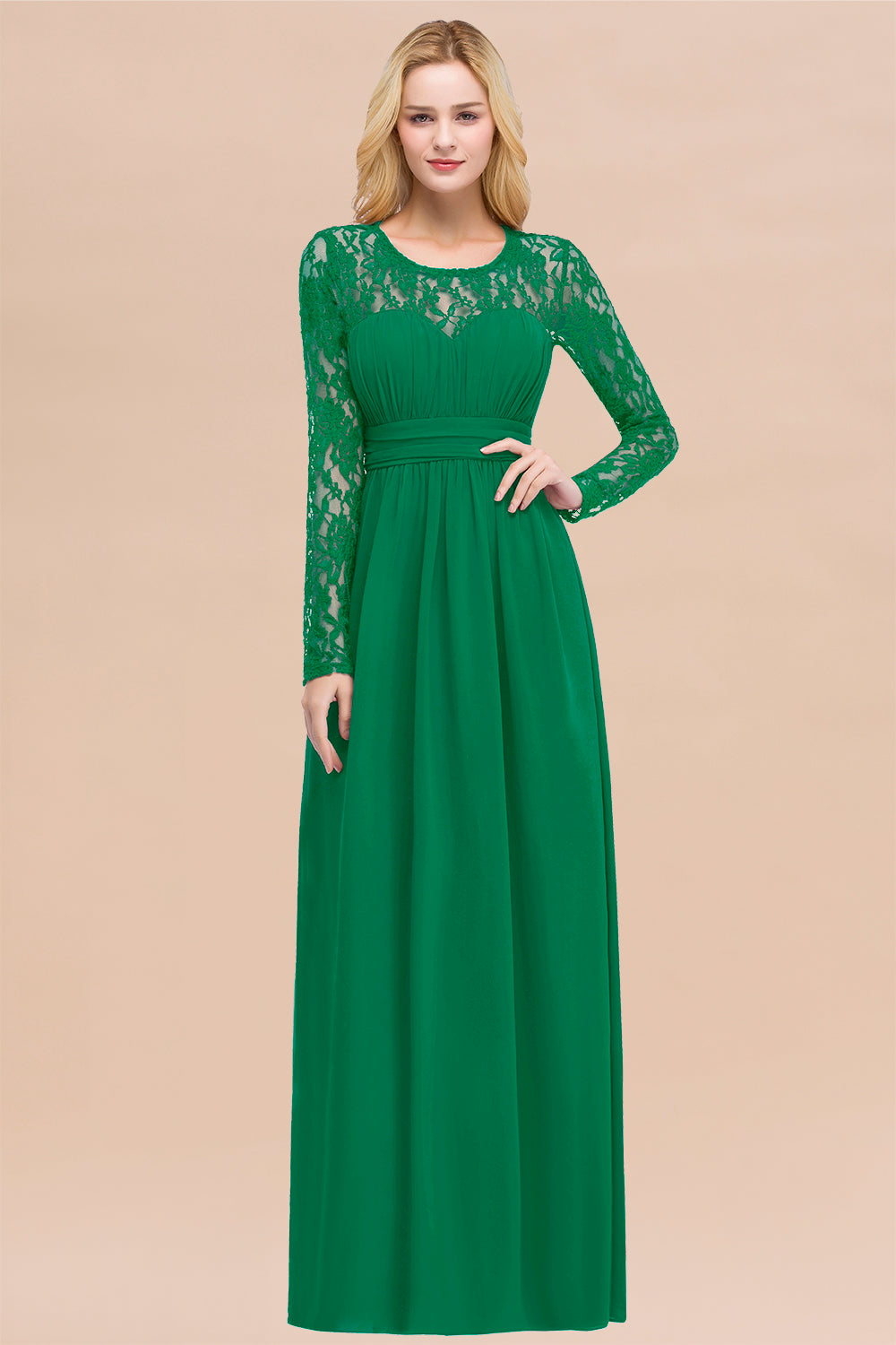 Elegant Lace Burgundy Bridesmaid Dresses Online with Long Sleeves