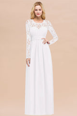 Elegant Lace Burgundy Bridesmaid Dresses Online with Long Sleeves