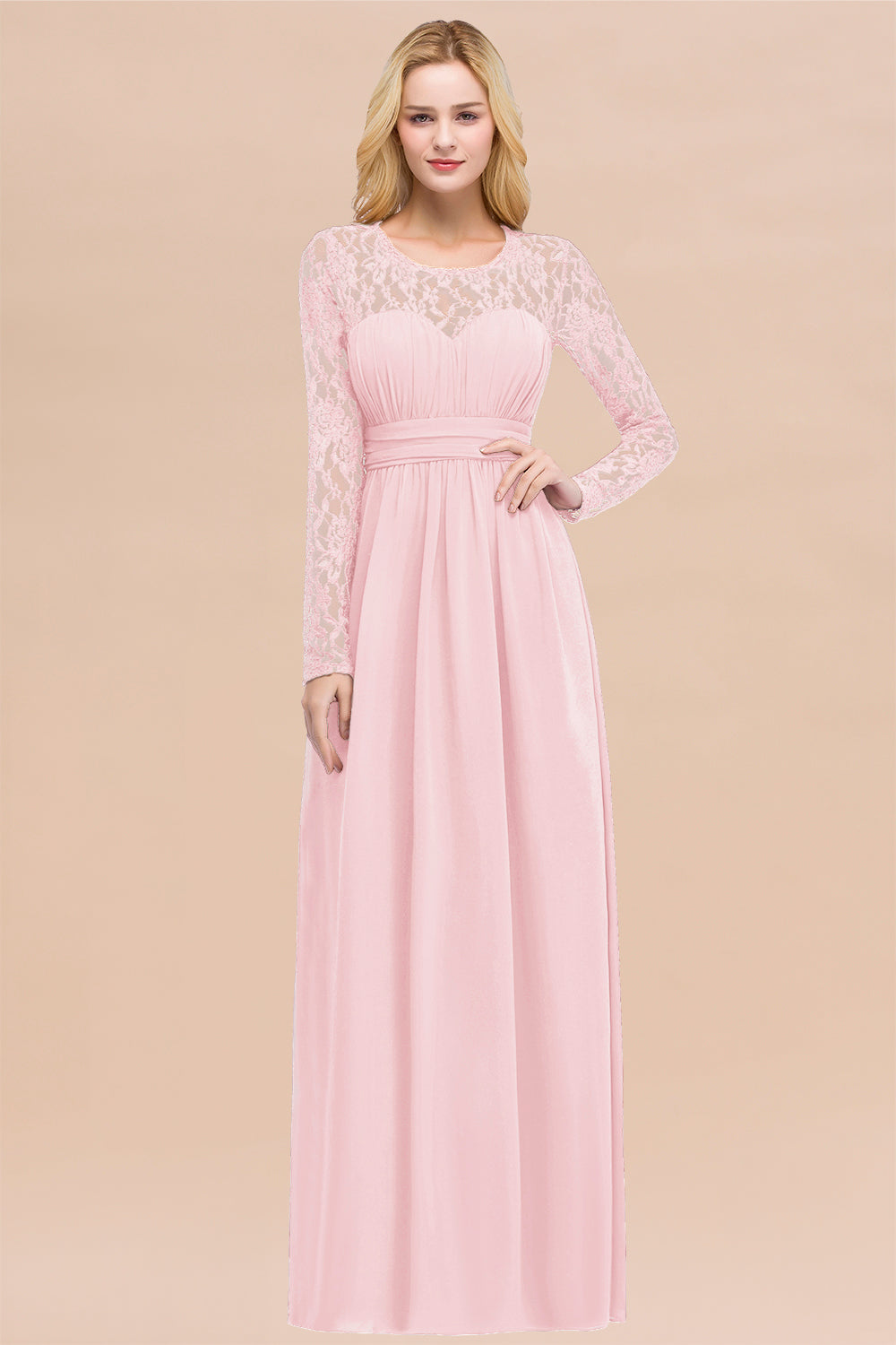 Elegant Lace Burgundy Bridesmaid Dresses Online with Long Sleeves