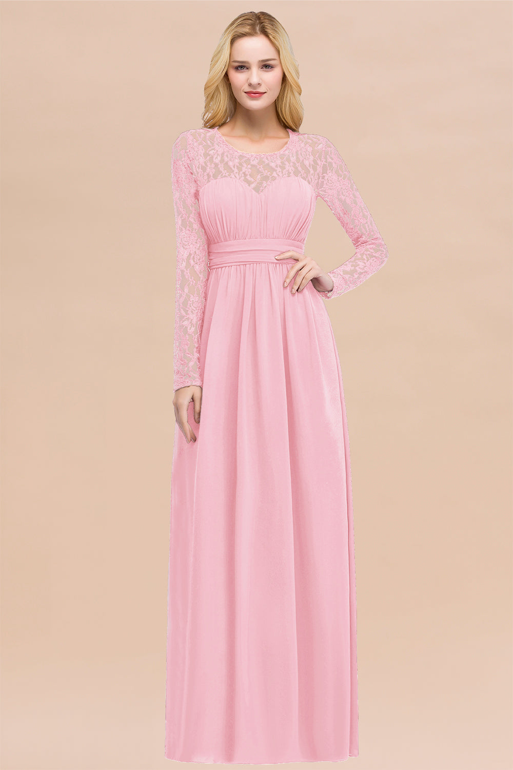 Elegant Lace Burgundy Bridesmaid Dresses Online with Long Sleeves