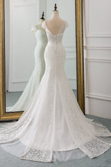 Elegant Lace Cap-Sleeves Sweetheart Mermaid Wedding Dresses Online