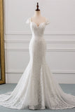 Elegant Lace Cap-Sleeves Sweetheart Mermaid Wedding Dresses Online