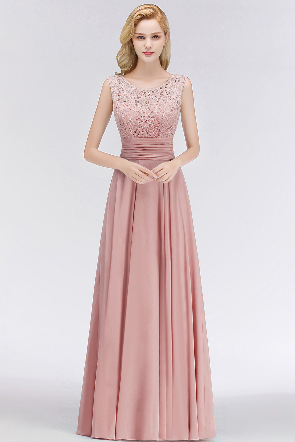 Elegant Lace Jewel Sleeveless Dusty Rose Bridesmaid Dresses Newinlook Elegant Lace Jewel Sleeveless Dusty Rose Bridesmaid Dresses Newinlook