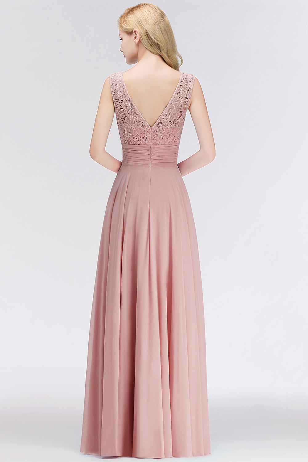 Elegant Lace Jewel Sleeveless Dusty Rose Bridesmaid Dresses Newinlook Elegant Lace Jewel Sleeveless Dusty Rose Bridesmaid Dresses Newinlook
