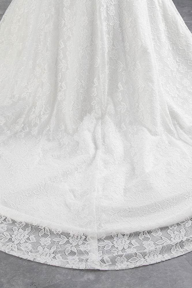 Elegant Lace Off-the-Shoulder White Mermaid Wedding Dresses Affordable Online
