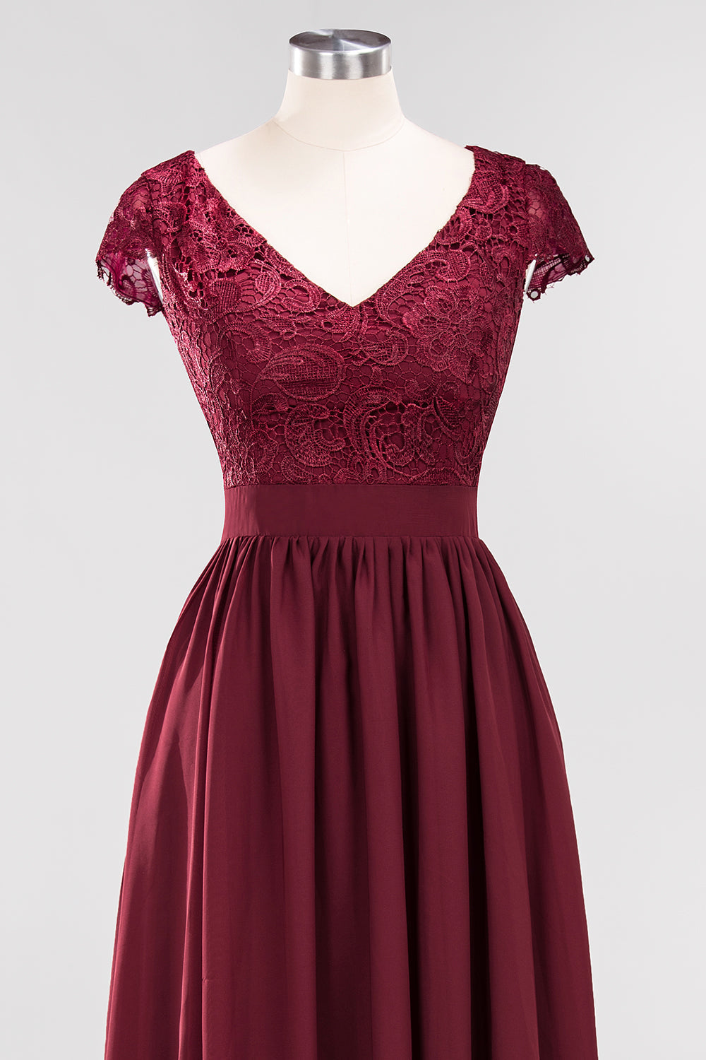 Elegant Lace Open-Back Long Burgundy Bridesmaid Dresses Online