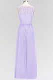 Elegant Lace Sleeveless Pleated Lavender Bridesmaid Dresses Online