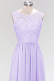 Elegant Lace Sleeveless Pleated Lavender Bridesmaid Dresses Online