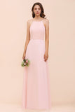 Elegant Lace Spaghetti Straps Affordable Long Bridesmaid Dress