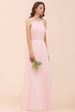 Elegant Lace Spaghetti Straps Affordable Long Bridesmaid Dress